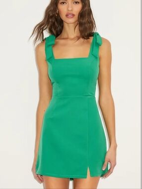 Lulu's "Your Sweetie" Green Tie-Strap Mini Dress
